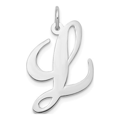 14K White Gold Letter L Pendant
