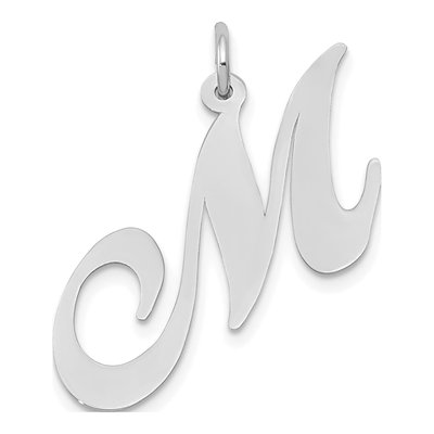 14K White Gold Letter M Charm