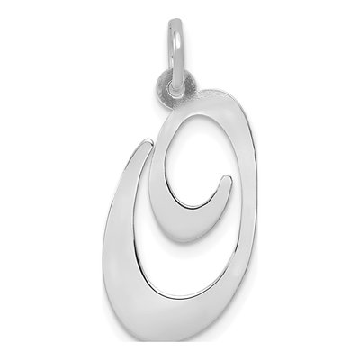 14K White Gold Script Letter O Pendant
