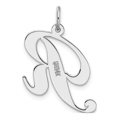 14K White Gold Letter R Charm – view 5
