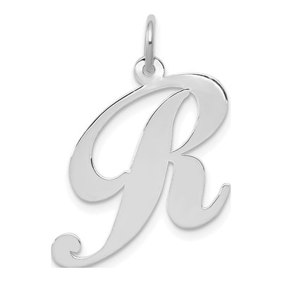 14K White Gold Letter R Charm