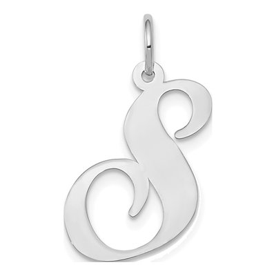 14K White Gold Script Letter S Charm