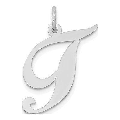 14K White Gold Letter T Charm