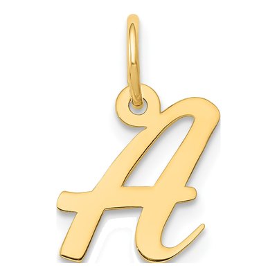 14K Yellow Gold Small Script Letter A Charm