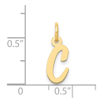 14K Yellow Gold Small Script Letter C Charm – view 5