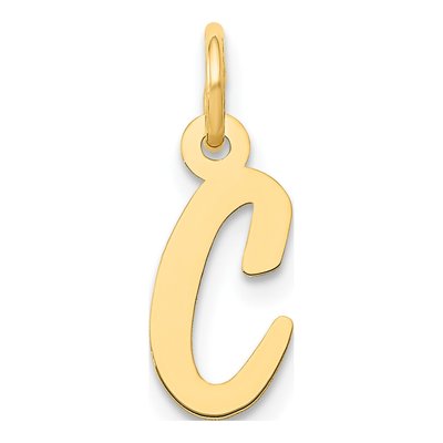 14K Yellow Gold Small Script Letter C Charm