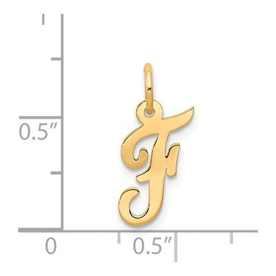 14K Yellow Gold Small Script Letter F Charm – view 5
