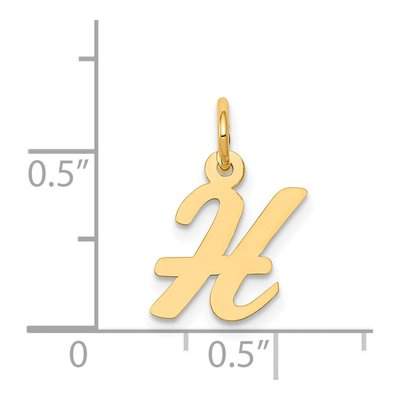 14K Yellow Gold Small Script Letter H Charm – view 5