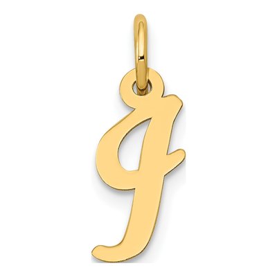 14K Yellow Gold Small Script Letter I Charm