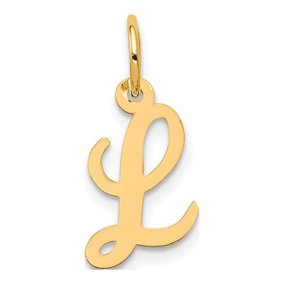 14K Yellow Gold Small Script Letter L Charm