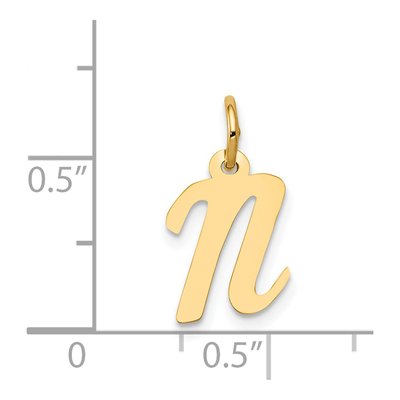 14K Yellow Gold Letter N Charm – view 5
