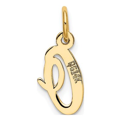 14K Yellow Gold Small Script Letter O Charm – view 4