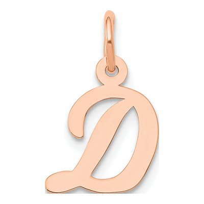 14K Rose Gold Script Letter D Charm