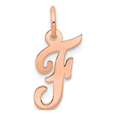 14K Rose Gold Letter F Charm