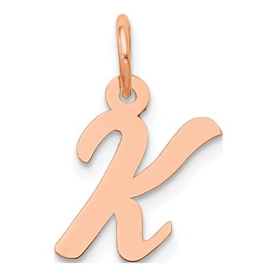 14K Rose Gold Small Letter K Charm