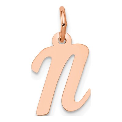 14K Rose Gold Letter N Charm