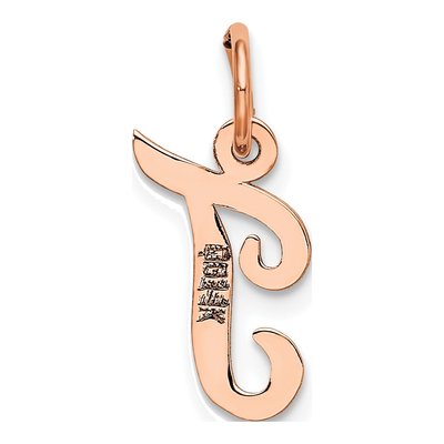 14K Rose Gold Small Letter T Charm – view 4