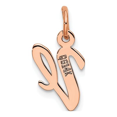 14K Rose Gold Small Script Letter V Charm – view 4