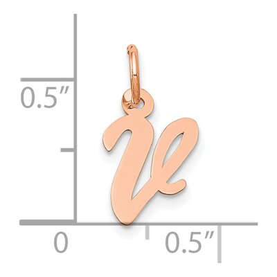 14K Rose Gold Small Script Letter V Charm – view 5