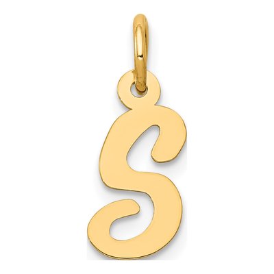 14K Yellow Gold Script Letter S Charm