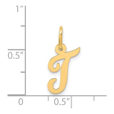 14K Yellow Gold Script Letter T Charm – view 5