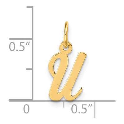 14K Yellow Gold Small Script Letter U Charm – view 4