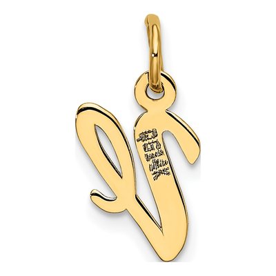 14K Yellow Gold Small Script Letter V Charm – view 4