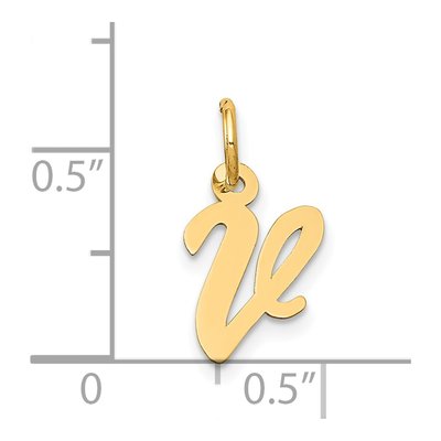 14K Yellow Gold Small Script Letter V Charm – view 5