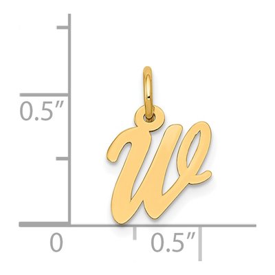 14K Yellow Gold Small Script Letter W Charm – view 5
