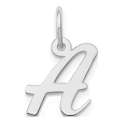 14K White Gold Letter A Charm