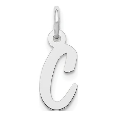 14K White Gold Letter C Charm