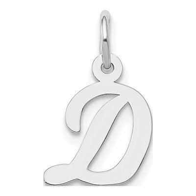 14K White Gold Letter D Pendant
