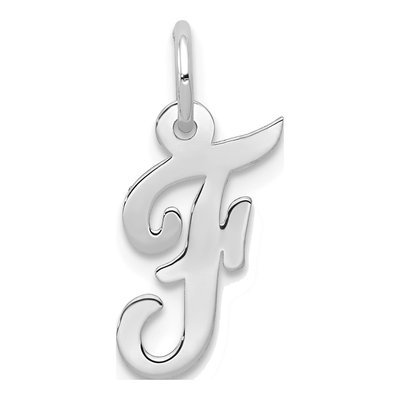 14K White Gold Letter F Pendant