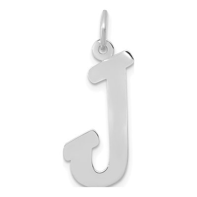 14K White Gold Letter J Pendant