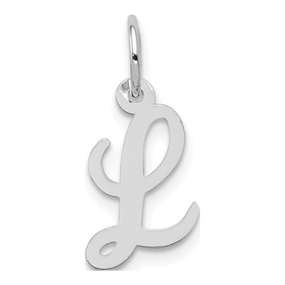 14K White Gold Letter L Charm