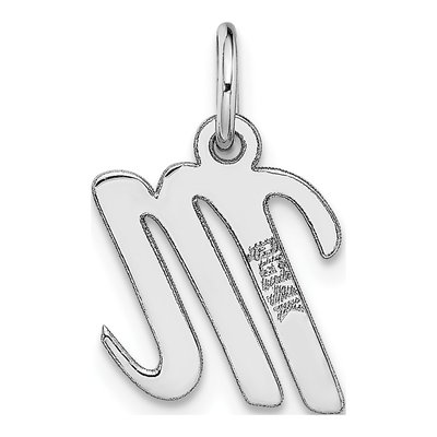 14K White Gold Script Letter M Pendant – view 5