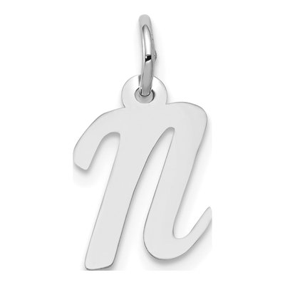 14K White Gold Letter N Charm