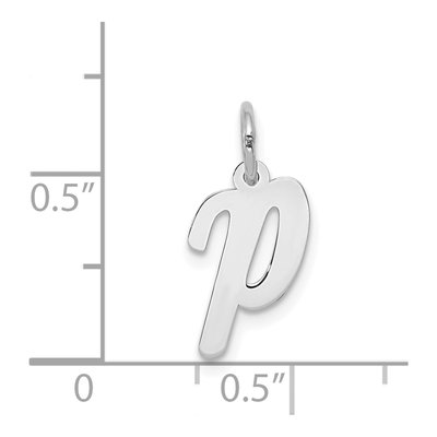 14K White Gold Letter P Charm – view 4