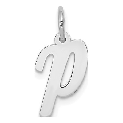14K White Gold Letter P Charm
