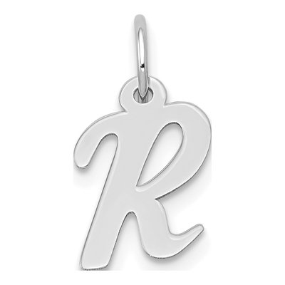 14K White Gold Letter R Charm
