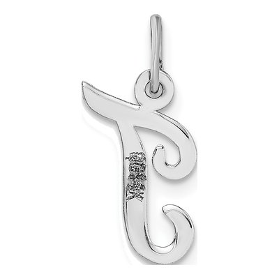14K White Gold Letter T Charm – view 5