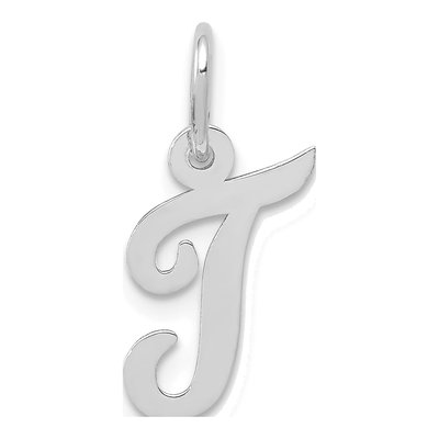 14K White Gold Letter T Charm