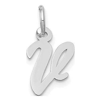 14K White Gold Letter V Charm