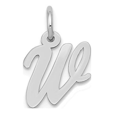 14K White Gold Letter W Charm