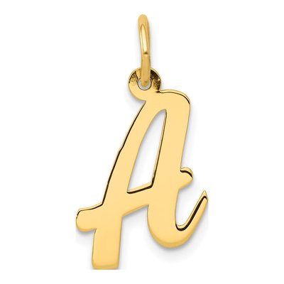 14K Yellow Gold Script Letter A Pendant