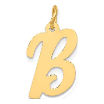 14K Yellow Gold Script Letter B Charm