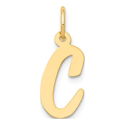14K Yellow Gold Script Letter C Charm