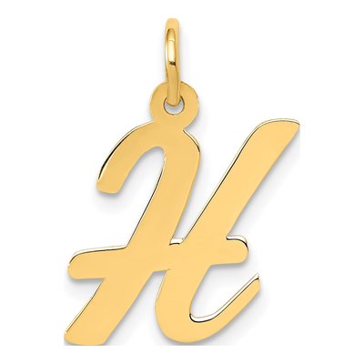 14K Yellow Gold Script Letter H Pendant