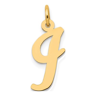 14K Yellow Gold Initial I Charm