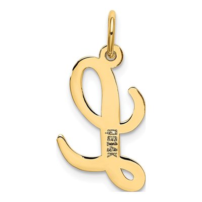 14K Yellow Gold Script 'l' Letter L Pendant – view 4